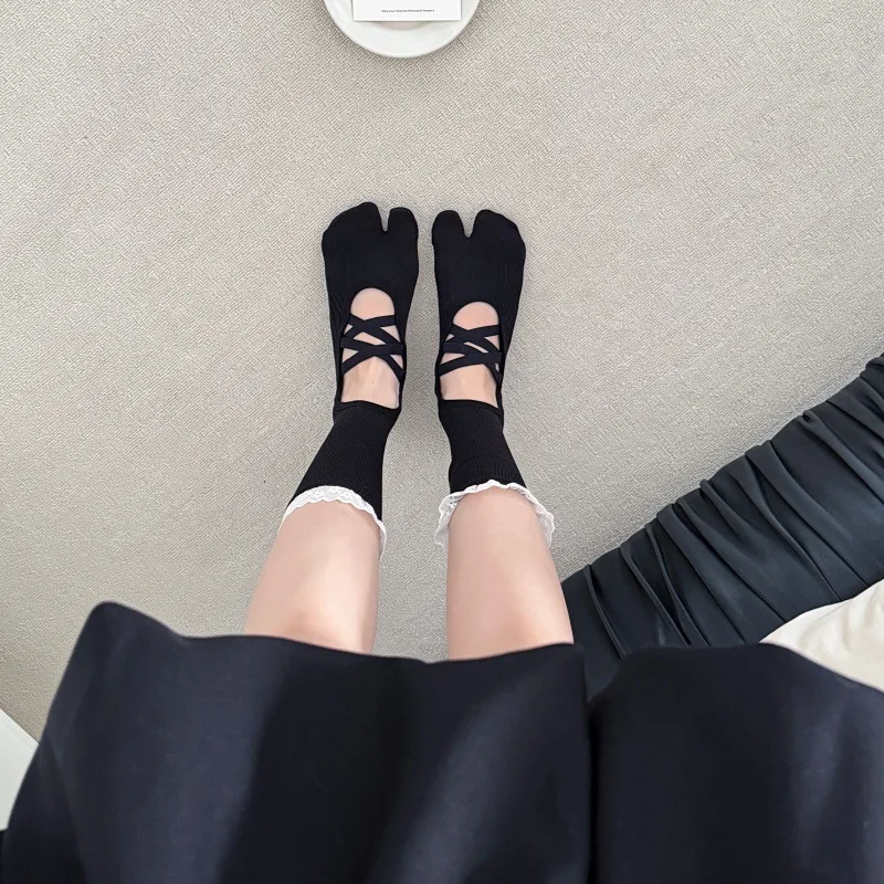Lace Trim Split Toe Yoga Socks - Toe Sock Split 评论和价格